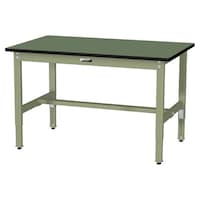 軽量作業台/耐荷重200kg 高さ調整固定式 塩ビシート天板 ワークテーブル300シリーズ 幅1200×奥行750×高さ600から900mm SWRA−1275−GG グリーン 1台
