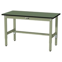 軽量作業台/耐荷重200kg 高さ調整固定式 塩ビシート天板 ワークテーブル300シリーズ 幅1200×奥行600×高さ600から900mm SWRA−1260−GG グリーン 1台