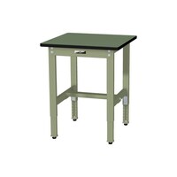軽量作業台/耐荷重200kg 高さ調整固定式 塩ビシート天板 ワークテーブル300シリーズ 幅600×奥行600×高さ600から900mm SWRA−660−GG グリーン 1台