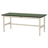 軽量作業台/耐荷重200kg 高さ調整固定式 塩ビシート天板 ワークテーブル300シリーズ 幅1800×奥行750×高さ600から900mm SWRA−1875−GI 天板グリーン×脚アイボリー 1台