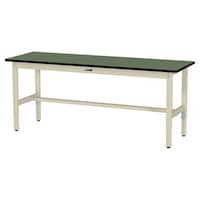 軽量作業台/耐荷重200kg 高さ調整固定式 塩ビシート天板 ワークテーブル300シリーズ 幅1800×奥行600×高さ600から900mm SWRA−1860−GI 天板グリーン×脚アイボリー 1台