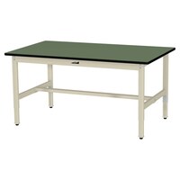 軽量作業台/耐荷重200kg 高さ調整固定式 塩ビシート天板 ワークテーブル300シリーズ 幅1500×奥行900×高さ600から900mm SWRA−1590−GI 天板グリーン×脚アイボリー 1台