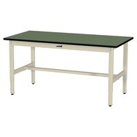 軽量作業台/耐荷重200kg 高さ調整固定式 塩ビシート天板 ワークテーブル300シリーズ 幅1500×奥行750×高さ600から900mm SWRA−1575−GI 天板グリーン×脚アイボリー 1台