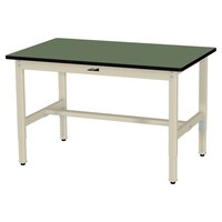 軽量作業台/耐荷重200kg 高さ調整固定式 塩ビシート天板 ワークテーブル300シリーズ 幅1200×奥行750×高さ600から900mm SWRA−1275−GI 天板グリーン×脚アイボリー 1台