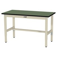 軽量作業台/耐荷重200kg 高さ調整固定式 塩ビシート天板 ワークテーブル300シリーズ 幅1200×奥行600×高さ600から900mm SWRA−1260−GI 天板グリーン×脚アイボリー 1台
