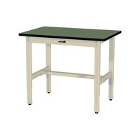 軽量作業台/耐荷重200kg 高さ調整固定式 塩ビシート天板 ワークテーブル300シリーズ 幅900×奥行600×高さ600から900mm SWRA−960−GI 天板グリーン×脚アイボリー 1台