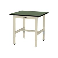 軽量作業台/耐荷重200kg 高さ調整固定式 塩ビシート天板 ワークテーブル300シリーズ 幅750×奥行750×高さ600から900mm SWRA−775−GI 天板グリーン×脚アイボリー 1台