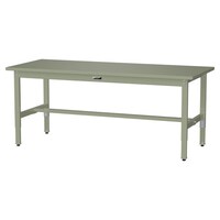 軽量作業台/耐荷重200kg 高さ調整固定式 スチール天板 ワークテーブル300シリーズ 幅1800×奥行750×高さ600から900mm SWSA−1875−GG グリーン 1台