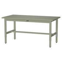 軽量作業台/耐荷重200kg 高さ調整固定式 スチール天板 ワークテーブル300シリーズ 幅1500×奥行750×高さ600から900mm SWSA−1575−GG グリーン 1台