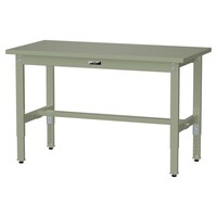 軽量作業台/耐荷重200kg 高さ調整固定式 スチール天板 ワークテーブル300シリーズ 幅1200×奥行600×高さ600から900mm SWSA−1260−GG グリーン 1台