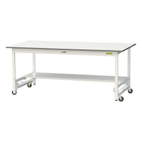 【軽量作業台150シリーズ】ワンタッチ移動式/半面棚板付き