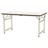 軽量作業台/耐荷重200kg 折りたたみ固定式 塩ビシート天板 ワークテーブル 幅1500×奥行750×高さ740mm STR−1575−II アイボリー 1台