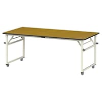 軽量作業台/耐荷重112kg 折りたたみ移動式 ポリエステル天板 ワークテーブル 幅1800×奥行900×高さ740mm STPC−1890N−MI 天板木目柄×脚アイボリー 1台
