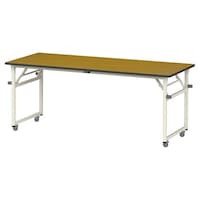 軽量作業台/耐荷重112kg 折りたたみ移動式 ポリエステル天板 ワークテーブル 幅1800×奥行750×高さ740mm STPC−1875N−MI 天板木目柄×脚アイボリー 1台