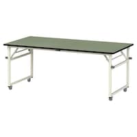 軽量作業台/耐荷重112kg 折りたたみ移動式 塩ビシート天板 ワークテーブル 幅1800×奥行900×高さ740mm STRC−1890N−GI 天板グリーン×脚アイボリー 1台