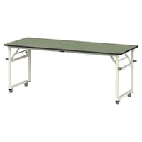 軽量作業台/耐荷重112kg 折りたたみ移動式 塩ビシート天板 ワークテーブル 幅1800×奥行750×高さ740mm STRC−1875N−GI 天板グリーン×脚アイボリー 1台