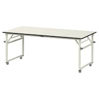 軽量作業台/耐荷重112kg 折りたたみ移動式 塩ビシート天板 ワークテーブル 幅1800×奥行900×高さ740mm STRC−1890N−II アイボリー 1台