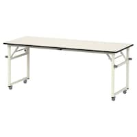 軽量作業台/耐荷重112kg 折りたたみ移動式 塩ビシート天板 ワークテーブル 幅1800×奥行750×高さ740mm STRC−1875N−II アイボリー 1台