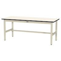軽量作業台/耐荷重200kg 高さ調整固定式 塩ビシート天板 ワークテーブル300シリーズ 幅1800×奥行750×高さ600から900mm SWRA−1875−II アイボリー 1台