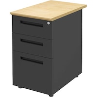 NBDオフィスデスク 脇机 幅400×奥行700×高さ720mm 天板:ナチュラル、本体:ブラック NBD−0470−NABK 1台 (お客様組立て) 【メーカー直送】