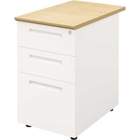 NBDオフィスデスク 脇机 幅400×奥行700×高さ720mm 天板:ナチュラル、本体:ホワイト NBD−0470−NAWH 1台 (お客様組立て) 【メーカー直送】