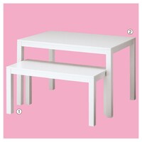 木製ショーテーブル ホワイト 幅120×奥行80×高さ80cm 2223−349 ネスト(親子)テーブル 1台