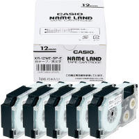 カシオ ネームランド 白色テープ １２ｍｍ 黒文字 ５個入 ＸＲ