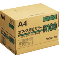 まとめ) オフィス用紙カラーR100 A4アイボリー 1箱(2500枚:500枚×5冊