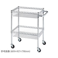 シェルフワゴン2段展開 W60×D45cm ハンドル付き 61−753−54−4 8−5075−11 多目的ワゴン 1個