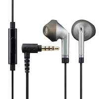 イヤホン 有線タイプ セミオープン型 マイク付 φ3.5mm 4極ミニジャック 高耐久ケーブル シルバー