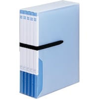 整理がしやすいケース付クリヤーブック(固定式 中紙なし) 青 1セット(5冊入×3)