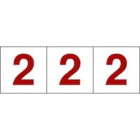 数字ステッカー 「2」 透明地/赤文字 3枚入