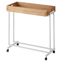 木製トレー付きワゴン ホワイト ライトブラウン 2366−105 多段バスケット什器 1セット