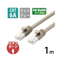 LANケーブル CAT6A 1m 高速 10Gbps ストレート 爪折れ防止 ライトグレー