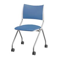 LTS−4N ネスティングチェア スタッキングチェア ブルー 座ウレタンフォーム・ビニールレザー 1脚 ミーティング用チェア 会議椅子 LTS−4NP−Vブルー