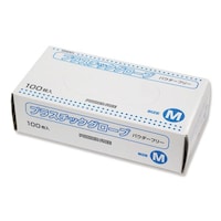 手袋プラスチックグローブMパウダーF 白 パウダーフリーM100入 1セット(100枚入×4) 004783006 使い捨て手袋(プラスチック)