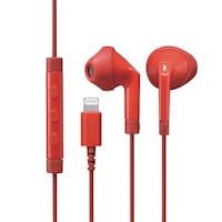 ステレオヘッドホン(マイク付) セミオープン型 Lightning 13.6mmドライバ FAST MUSIC F10I レッド