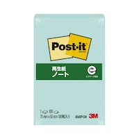 ポストイット再生紙ノート75×50 グリーン 1冊 1冊 656RP−GN ふせん 通常粘着