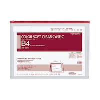 カラーソフトクリヤーケースC S型・マチ付B4 赤 軟質タイプ クケ−324R 1枚
