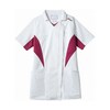 ナースジャケット 半袖 ホワイト×バーガンディ CHM357−18シリーズ