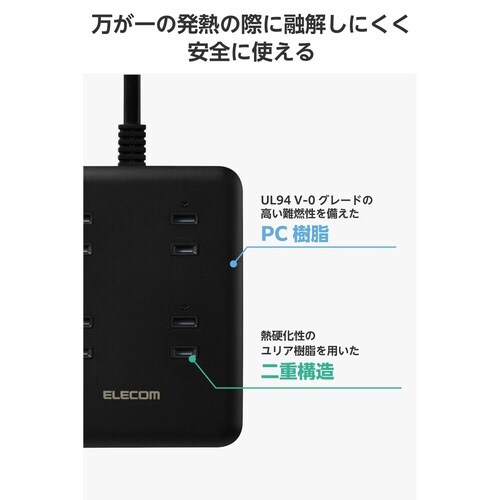 電源タップ USB延長コード 8個口