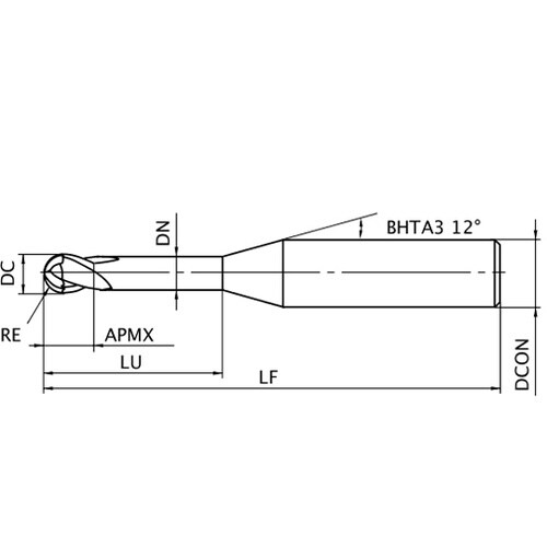 DFコートボールエンドミル DF2XLB