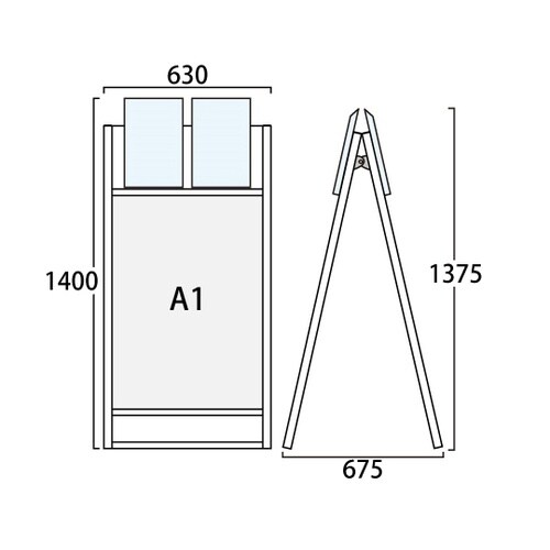 ブラックフラットオープンスタンド看板