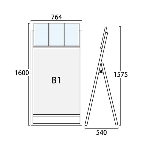 ブラックフラットオープンスタンド看板