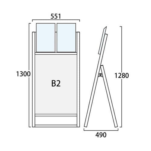 ブラックフラットオープンスタンド看板