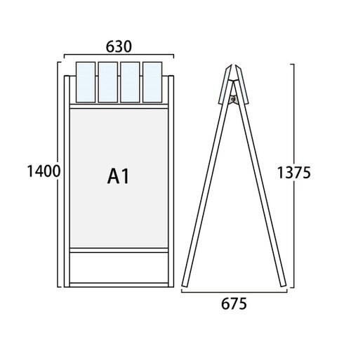 フラットオープンスタンド看板 パンフレットケース付