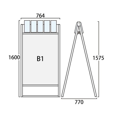 フラットオープンスタンド看板 パンフレットケース付