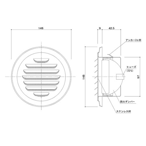 SKーAG100 丸型ガラリ