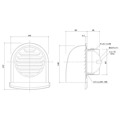 SKーSGFN100 フード付ガラリ