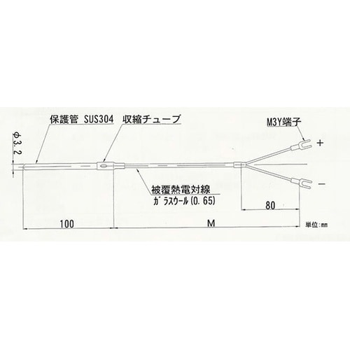 TN5ー3M リード線形熱電対
